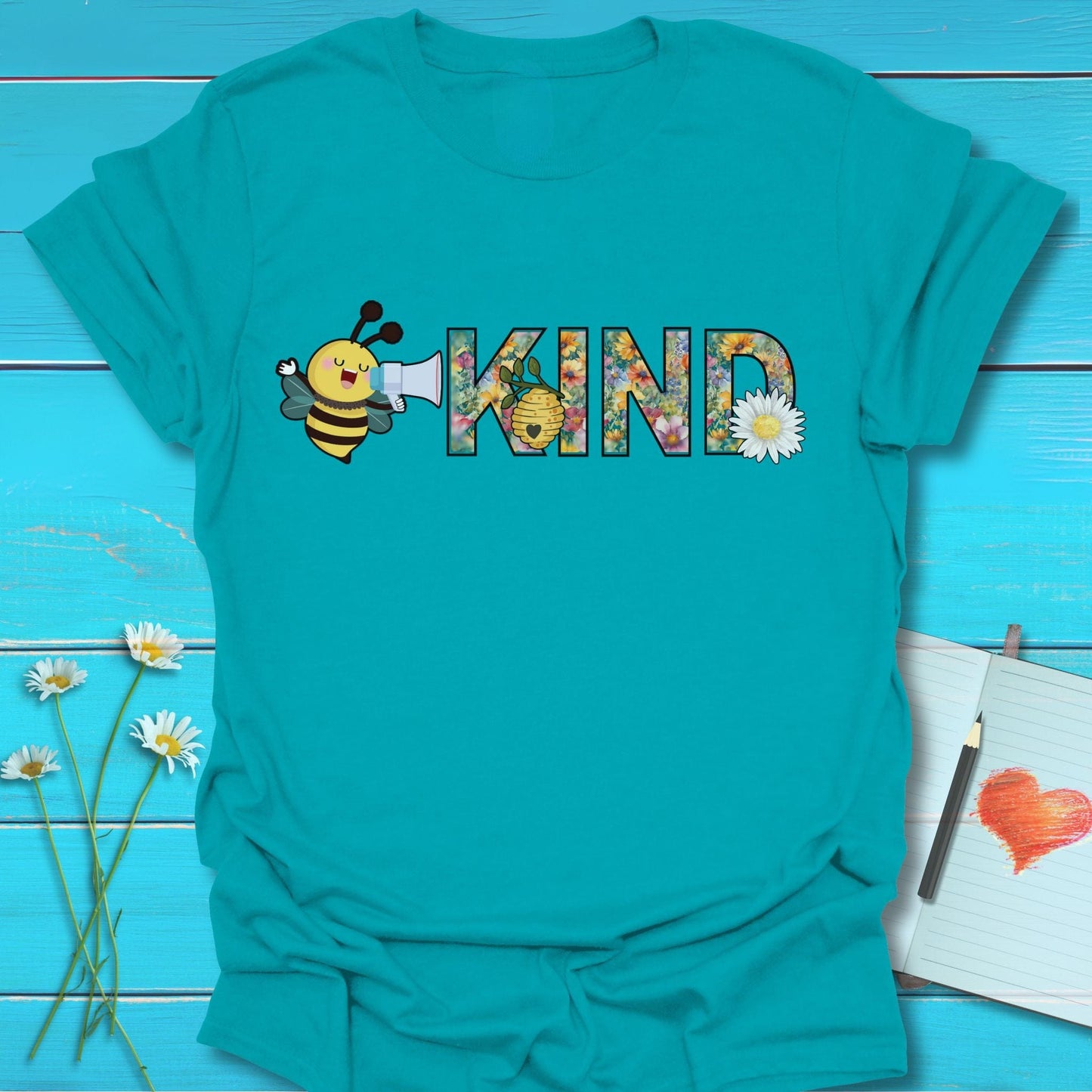 T-Shirt Tropical Blue / S Buzzing Kindness T-Shirt Echo Kindness Printify