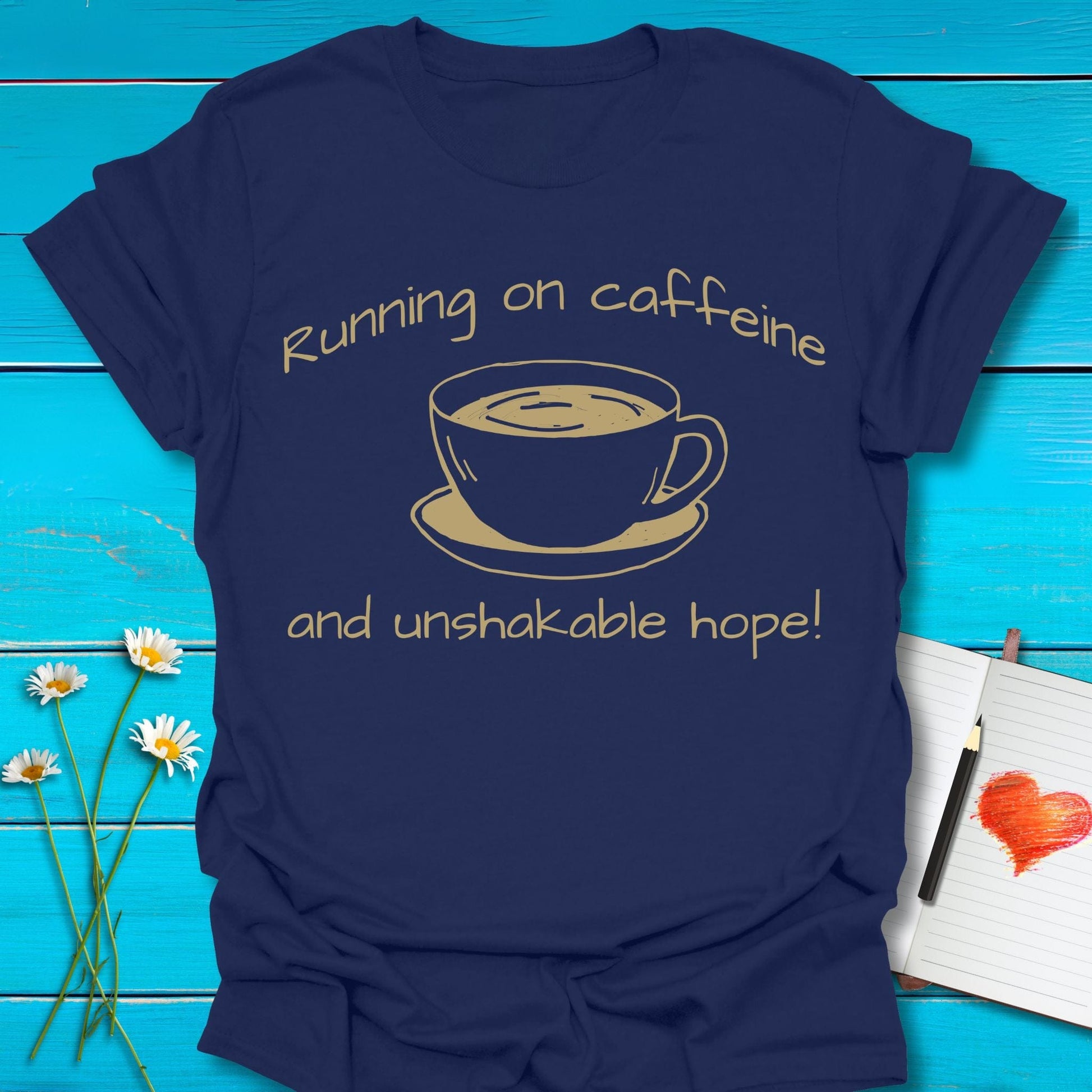T-Shirt Navy / S Caffeine Hope T-Shirt Echo Kindness Printify