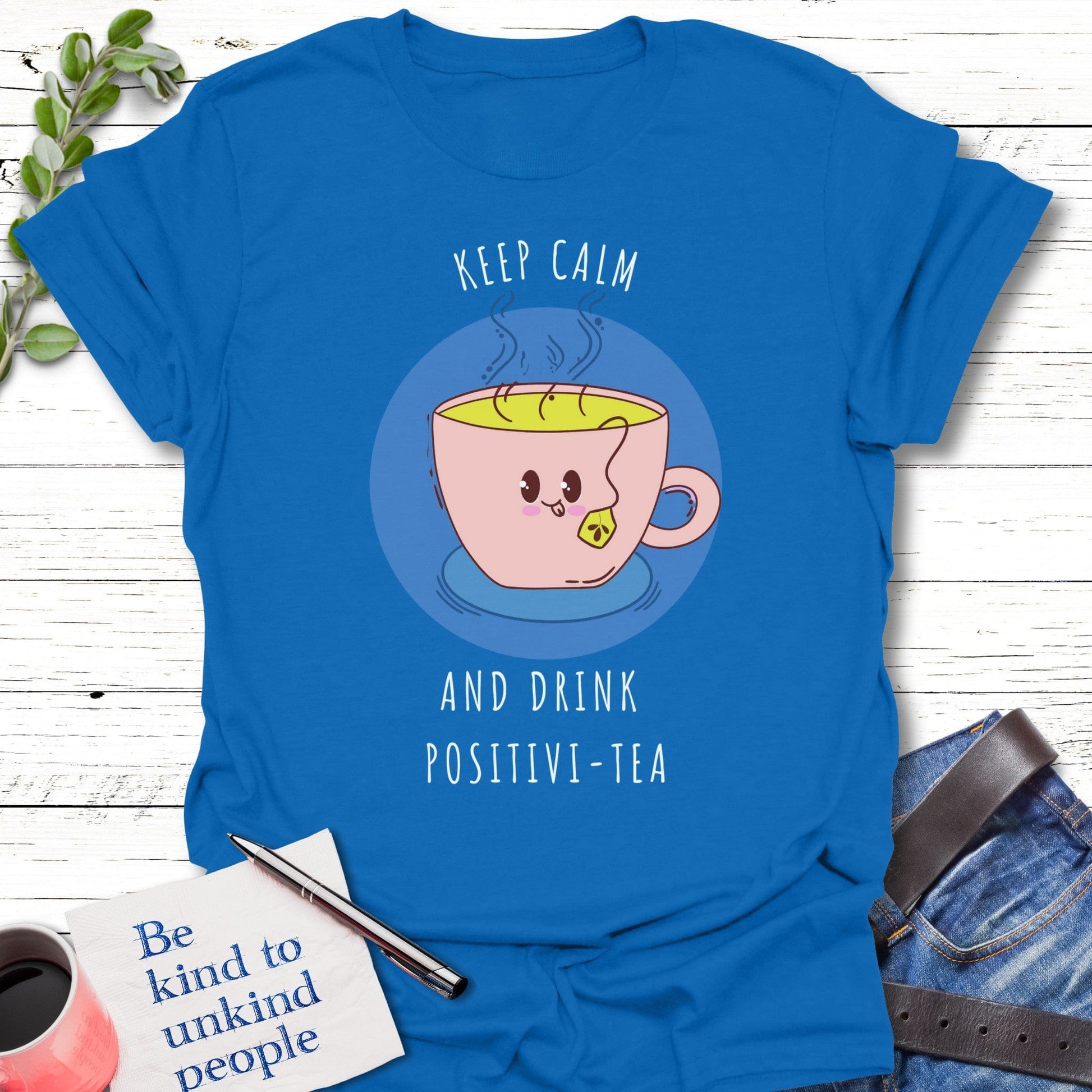 T-Shirt Royal / S Calm Positivi-tea T-Shirt Echo Kindness Printify