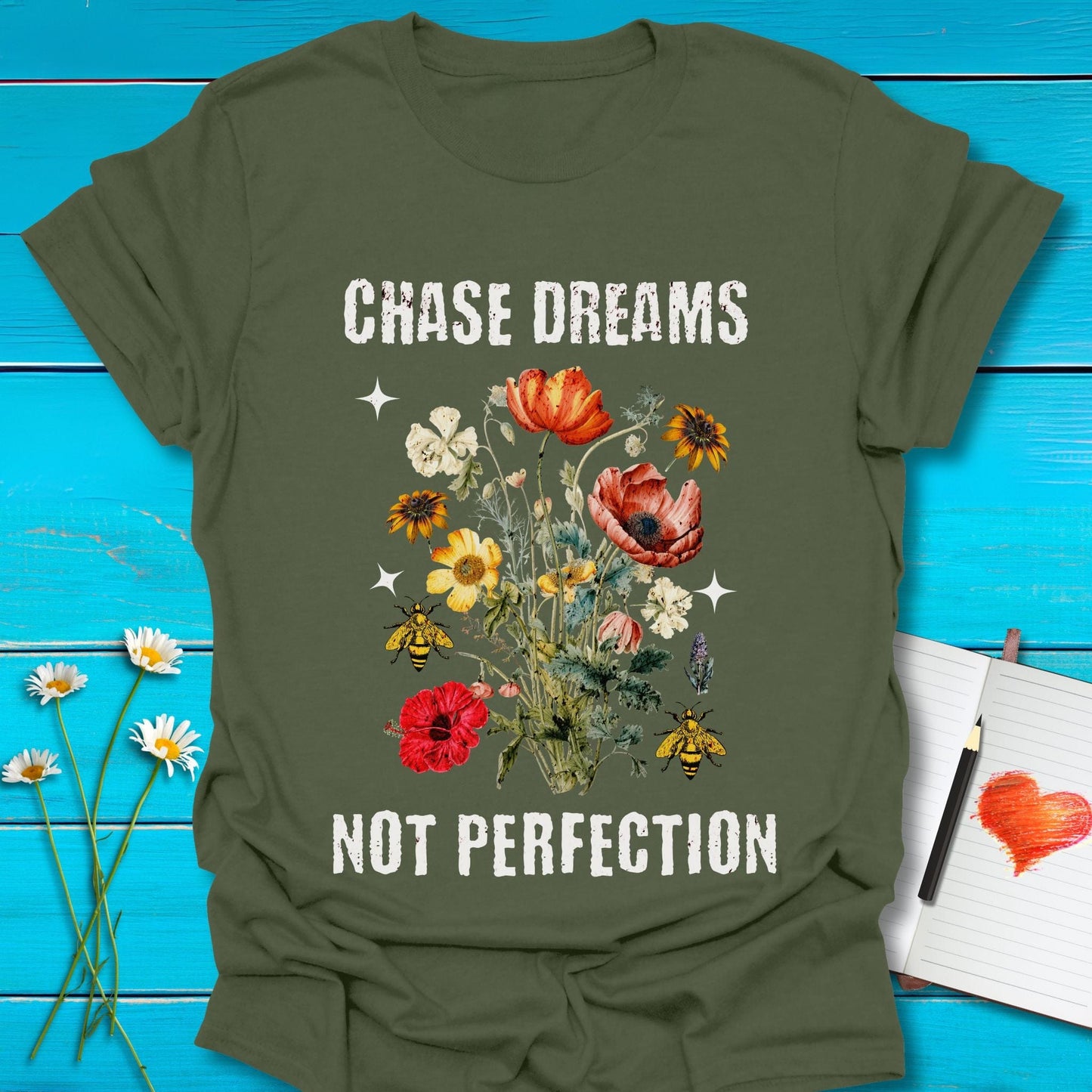 T-Shirt Military Green / S Chase Dreams T-Shirt Echo Kindness Printify