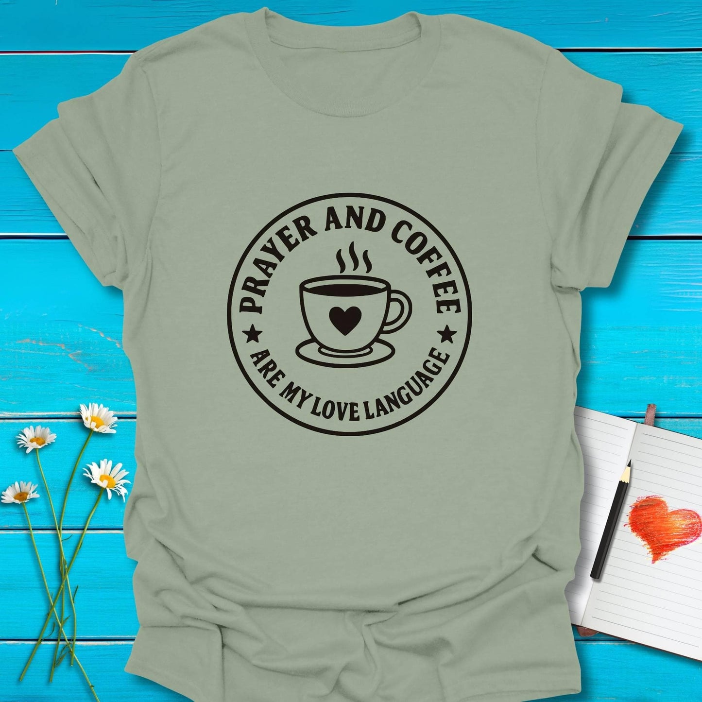 T-Shirt Sage / S Coffee and Prayer T-Shirt Echo Kindness Printify