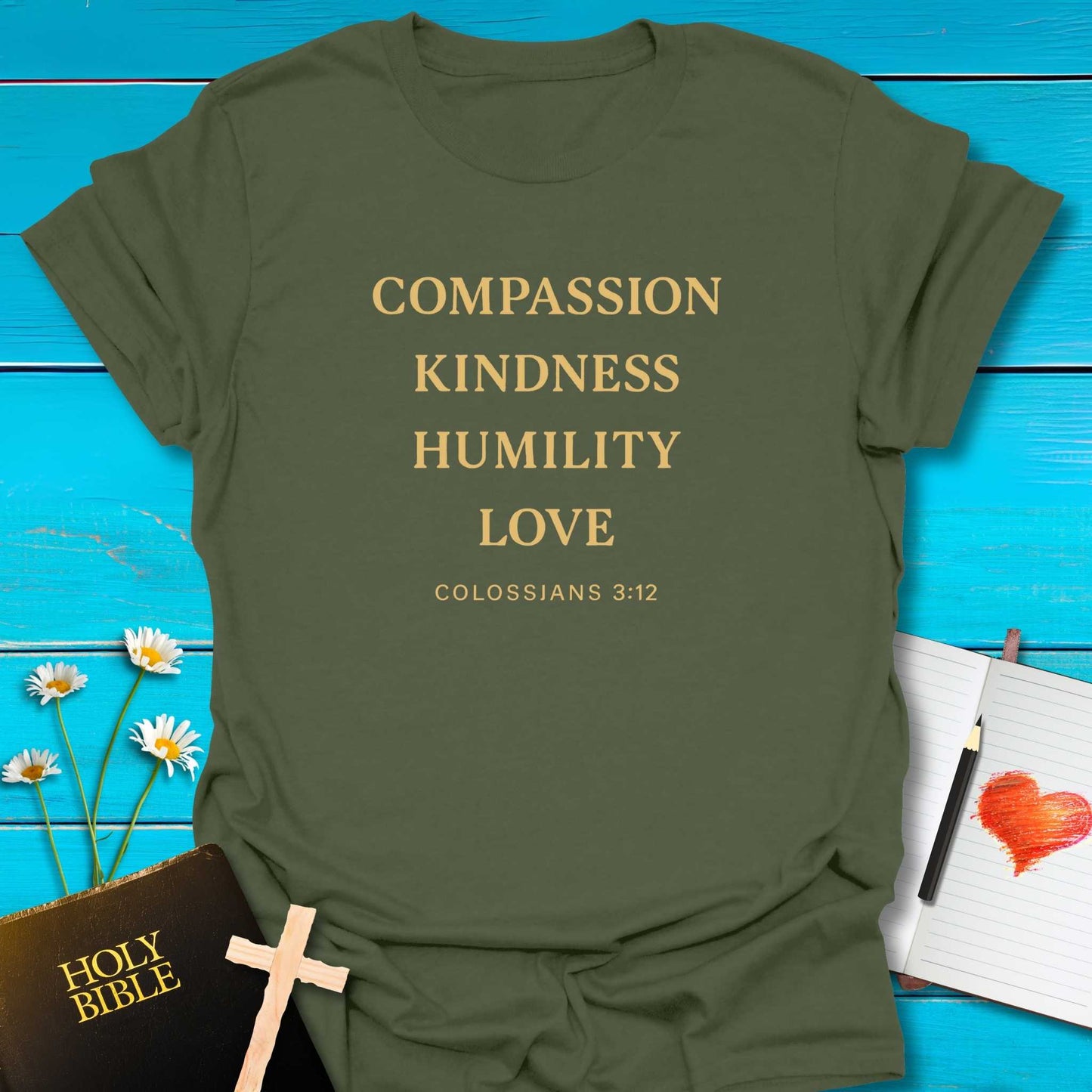 T-Shirt Military Green / S Compassion T-Shirt Echo Kindness Printify