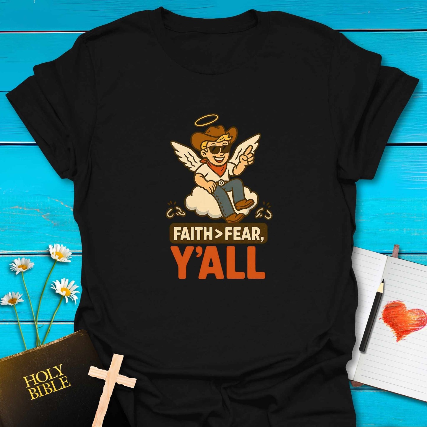 T-Shirt Black / S Cowboy Faith T-Shirt Echo Kindness Printify