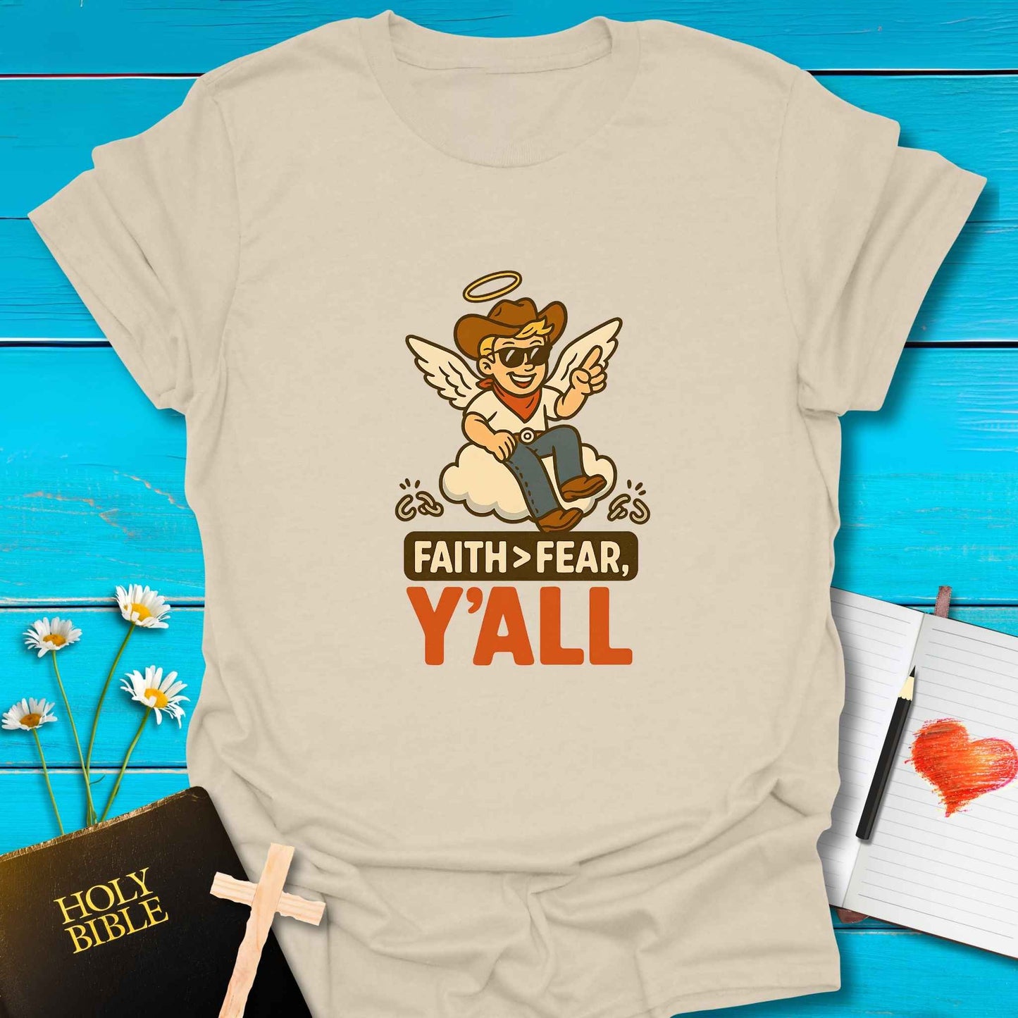 T-Shirt Natural / S Cowboy Faith T-Shirt Echo Kindness Printify