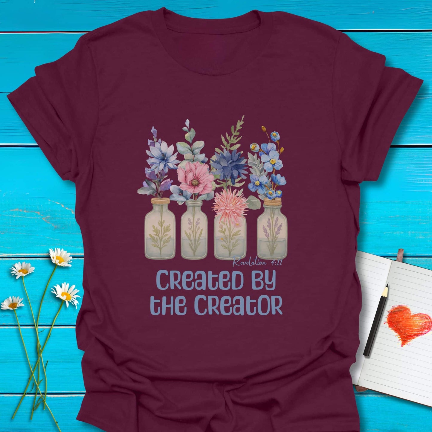 T-Shirt Maroon / S Created by the Creator T-Shirt Echo Kindness Printify