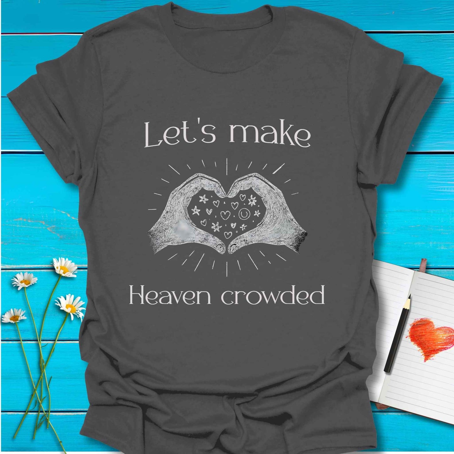 T-Shirt Charcoal / S Crowded Heaven T-Shirt Echo Kindness Printify
