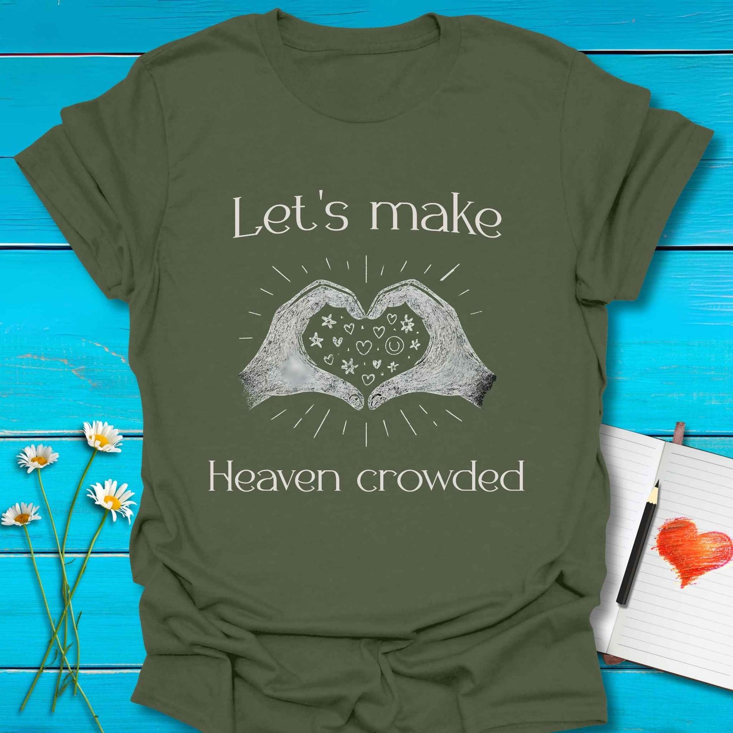 T-Shirt Military Green / S Crowded Heaven T-Shirt Echo Kindness Printify