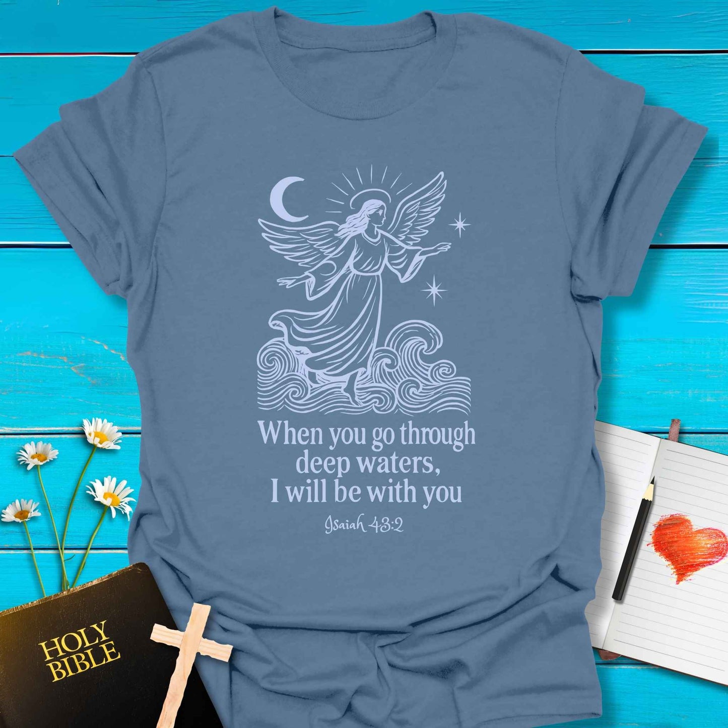 T-Shirt Indigo Blue / S Deep Waters T-Shirt Echo Kindness Printify