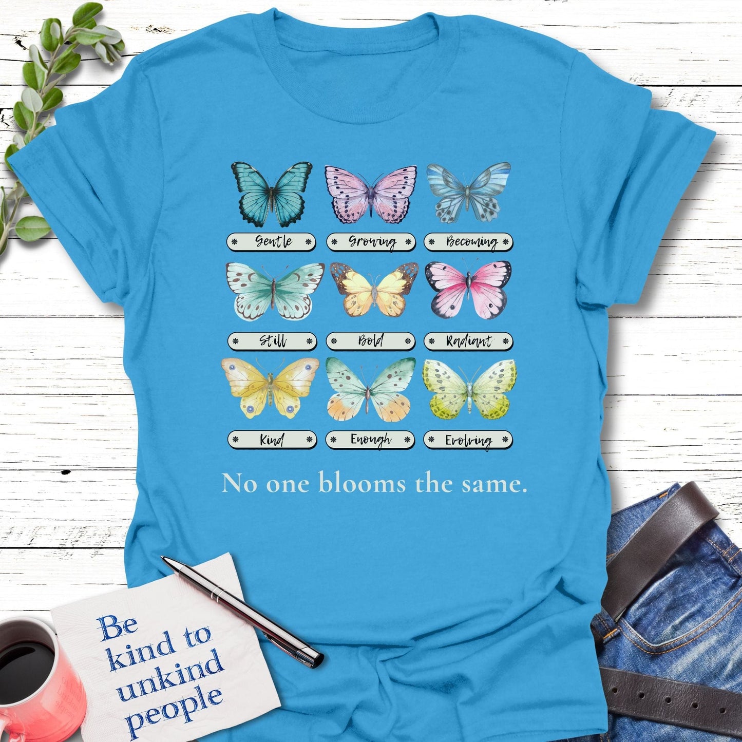 T-Shirt Iris / S Different Blooms T-Shirt Echo Kindness Printify