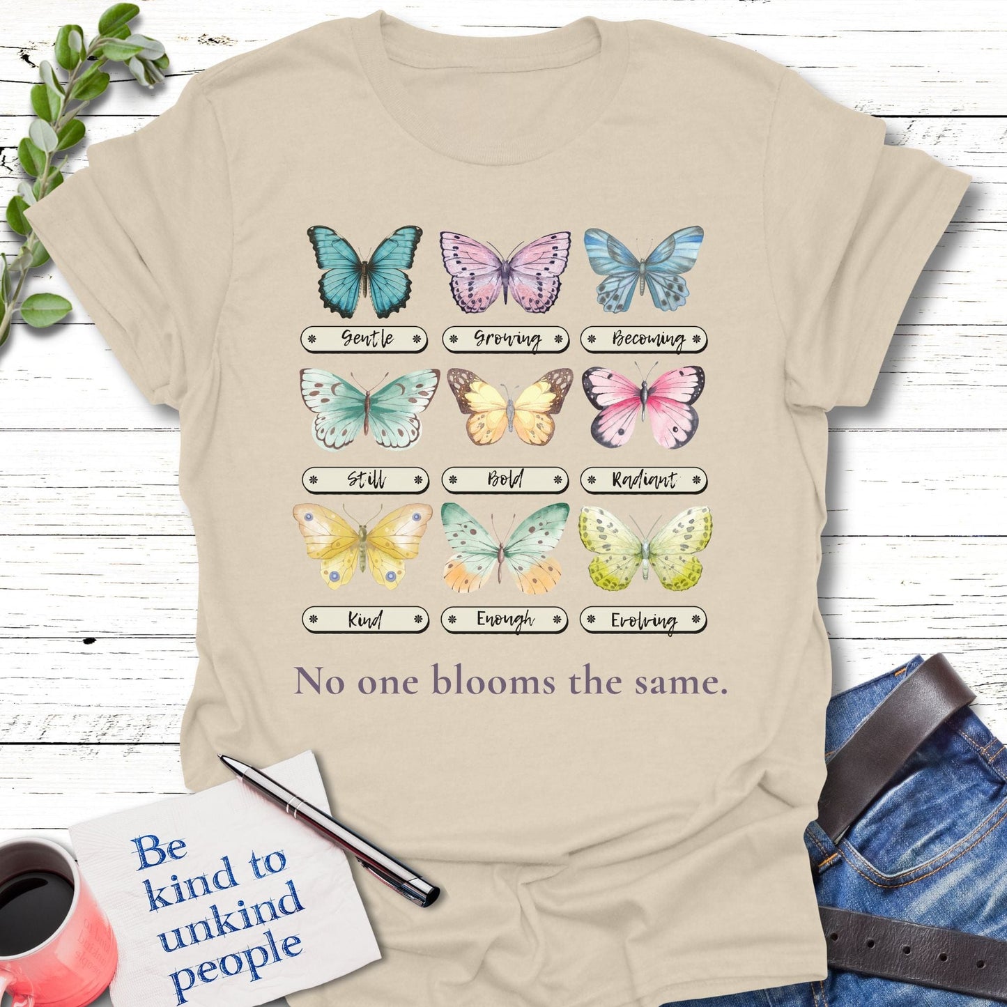 T-Shirt Natural / S Different Blooms T-Shirt Echo Kindness Printify