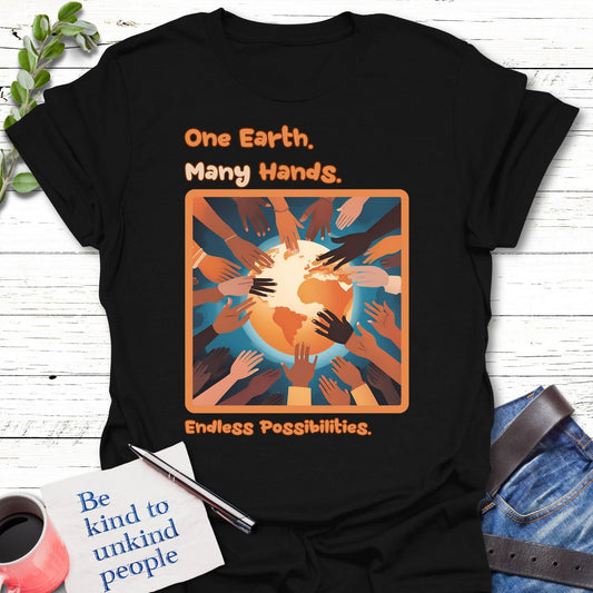 T-Shirt Black / S Earth Hands T-Shirt Echo Kindness Printify