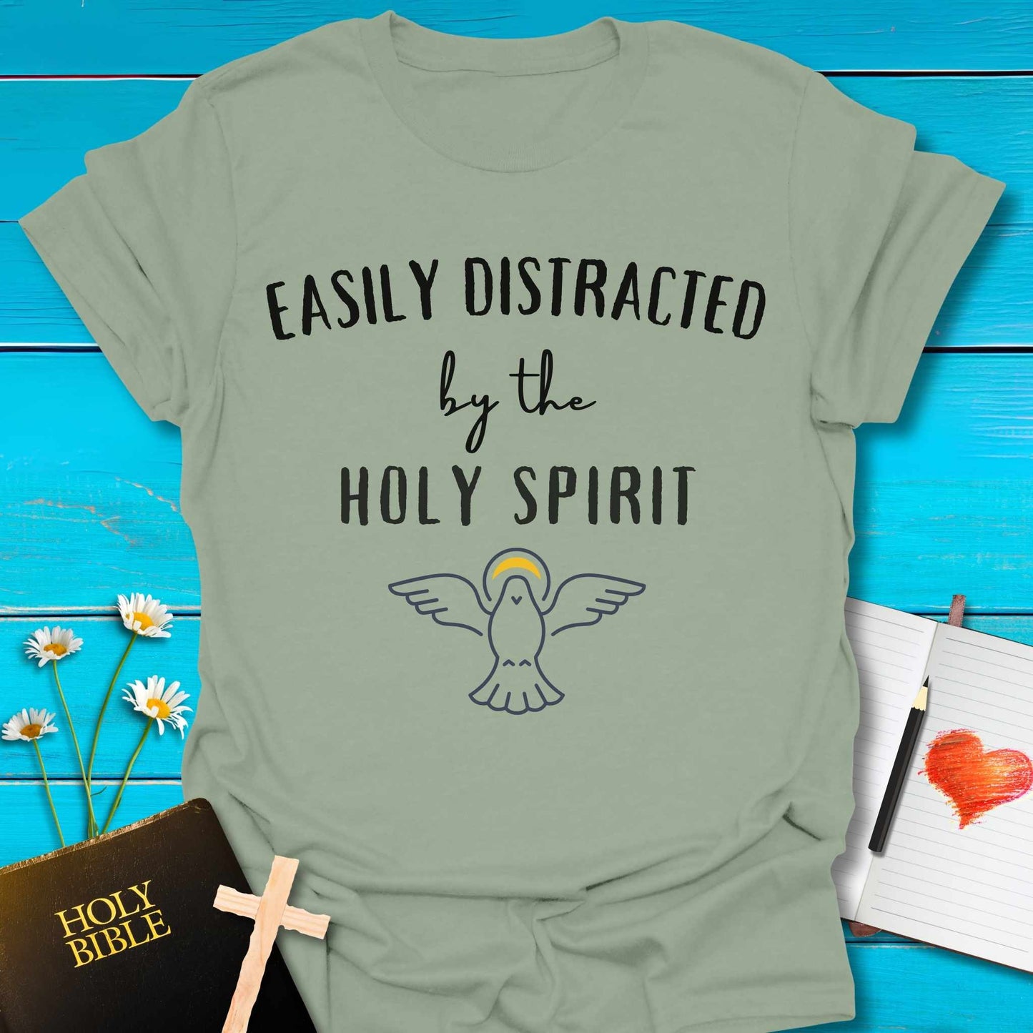 T-Shirt Sage / S Easily Distracted T-Shirt Echo Kindness Printify