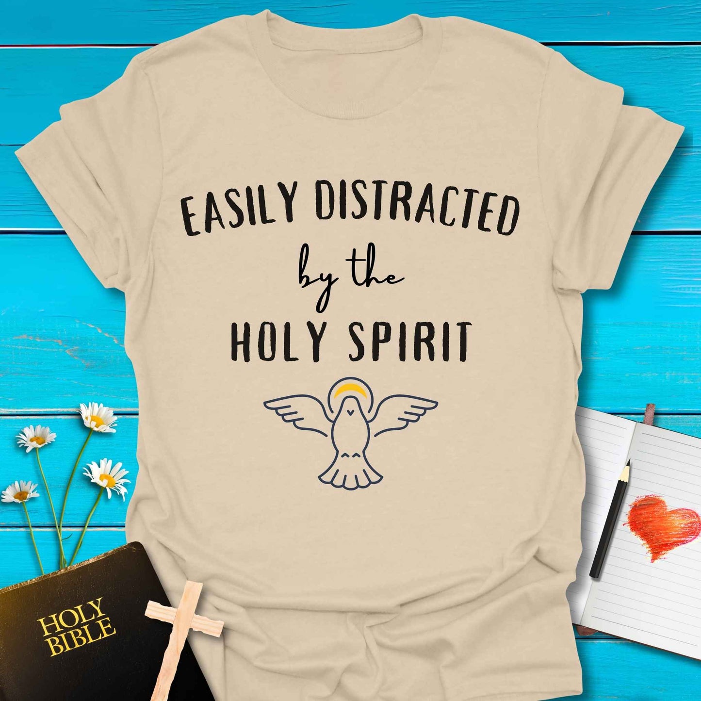 T-Shirt Sand / S Easily Distracted T-Shirt Echo Kindness Printify