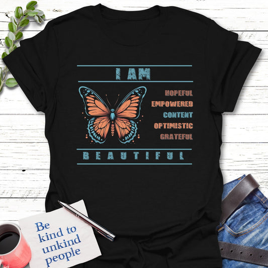 T-Shirt Black / S Empowered Butterfly T-Shirt Echo Kindness Printify