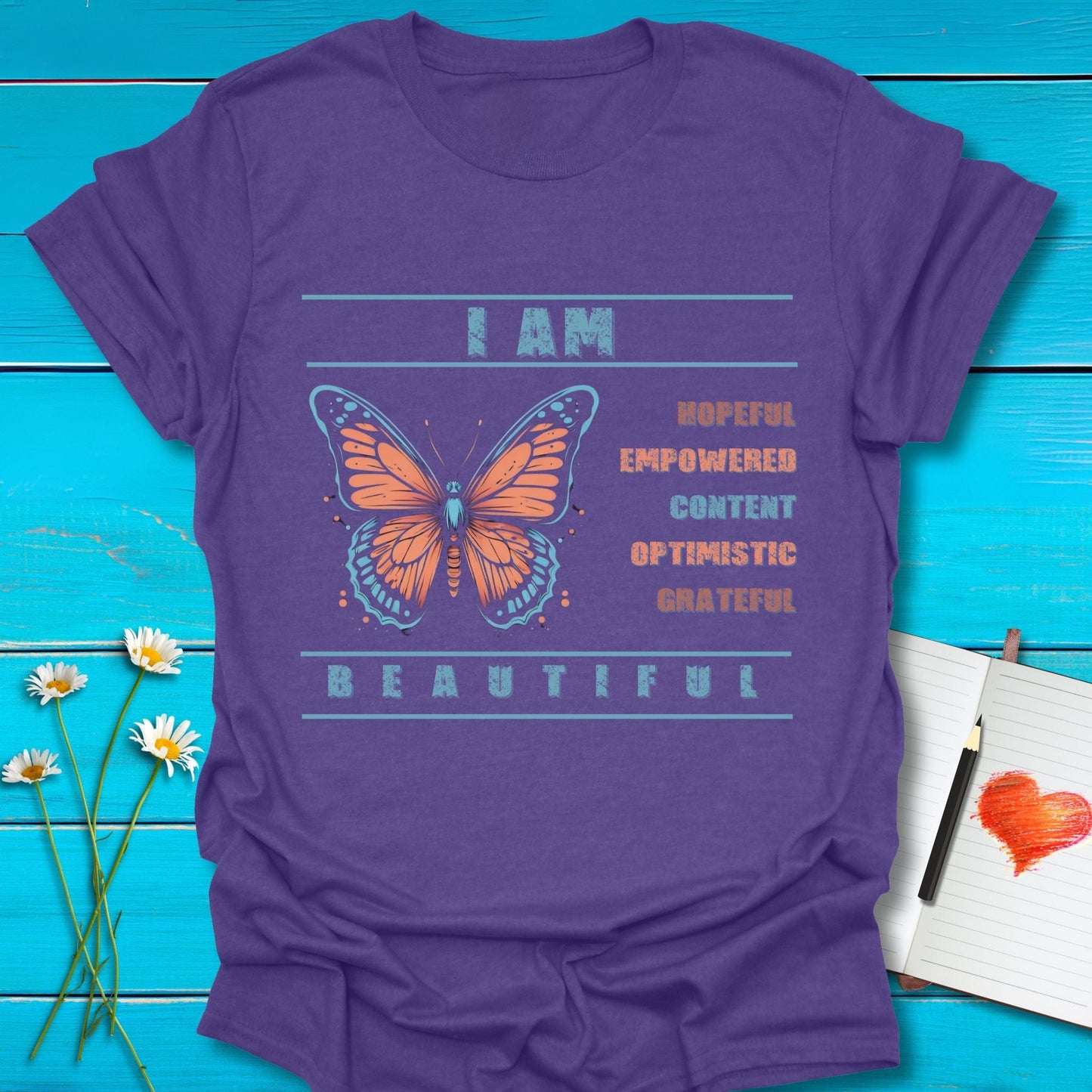 T-Shirt Heather Purple / S Empowered Butterfly T-Shirt Echo Kindness Printify