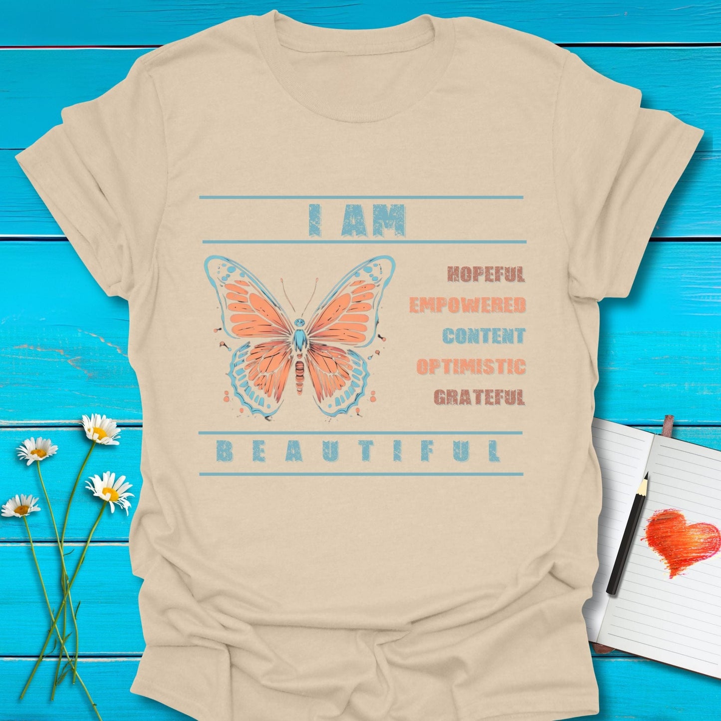 T-Shirt Sand / S Empowered Butterfly T-Shirt Echo Kindness Printify