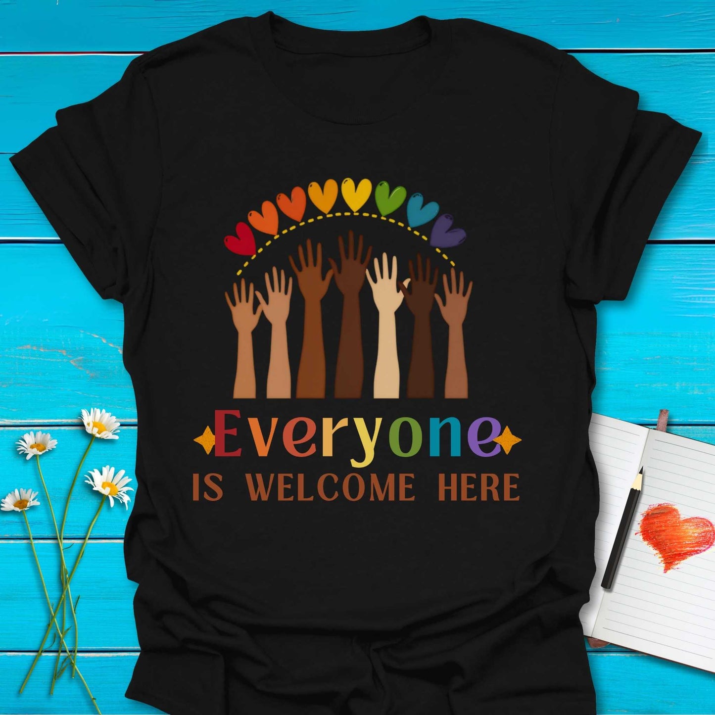 T-Shirt Black / S Everyone Welcome T-Shirt Echo Kindness Printify