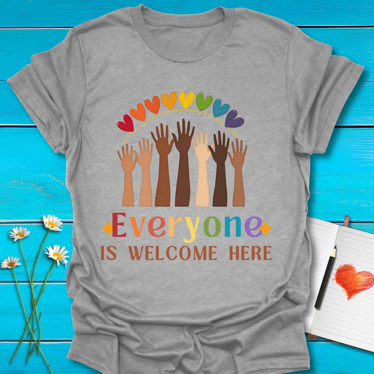 T-Shirt Sport Grey / S Everyone Welcome T-Shirt Echo Kindness Printify