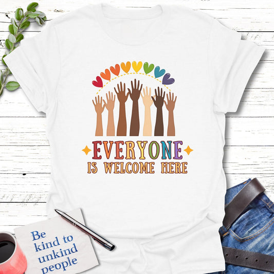T-Shirt White / S Everyone Welcome T-Shirt Echo Kindness Printify