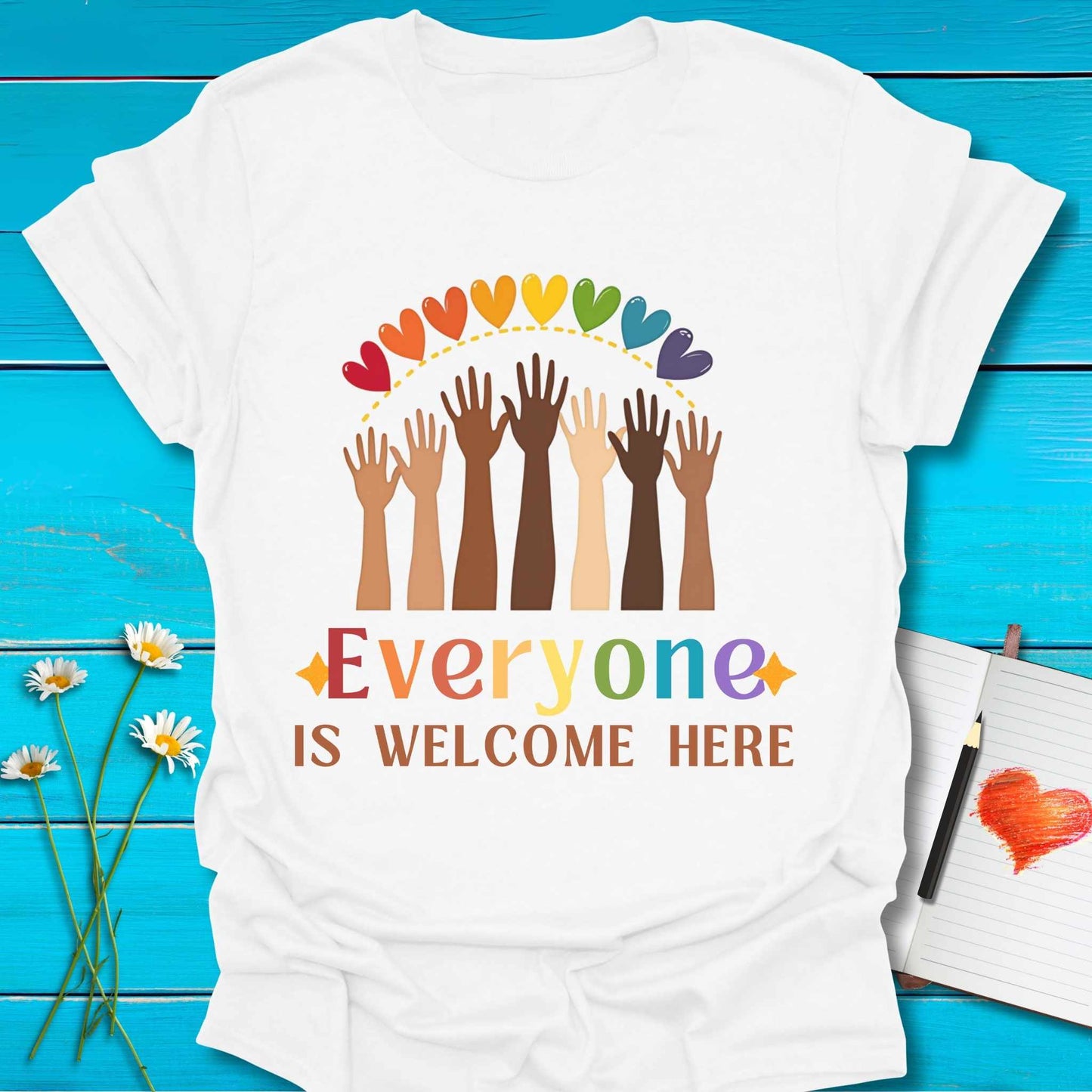 T-Shirt White / S Everyone Welcome T-Shirt Echo Kindness Printify