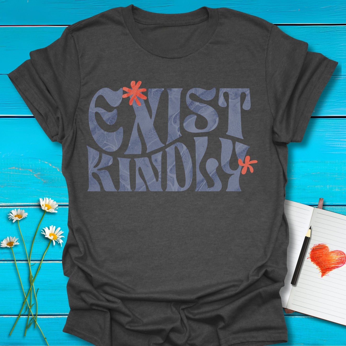 T-Shirt Dark Heather Grey / S Exist Kindly T-Shirt Echo Kindness Printify