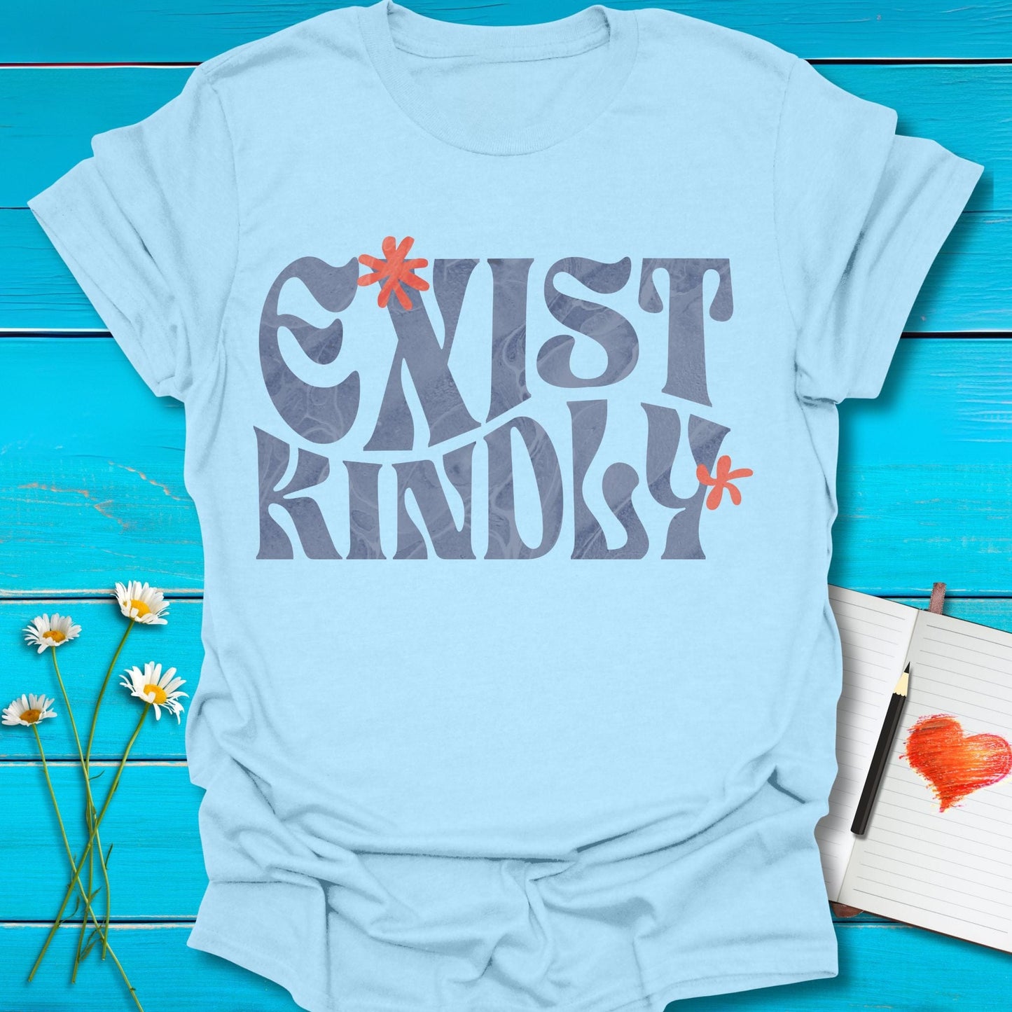 T-Shirt Light Blue / S Exist Kindly T-Shirt Echo Kindness Printify