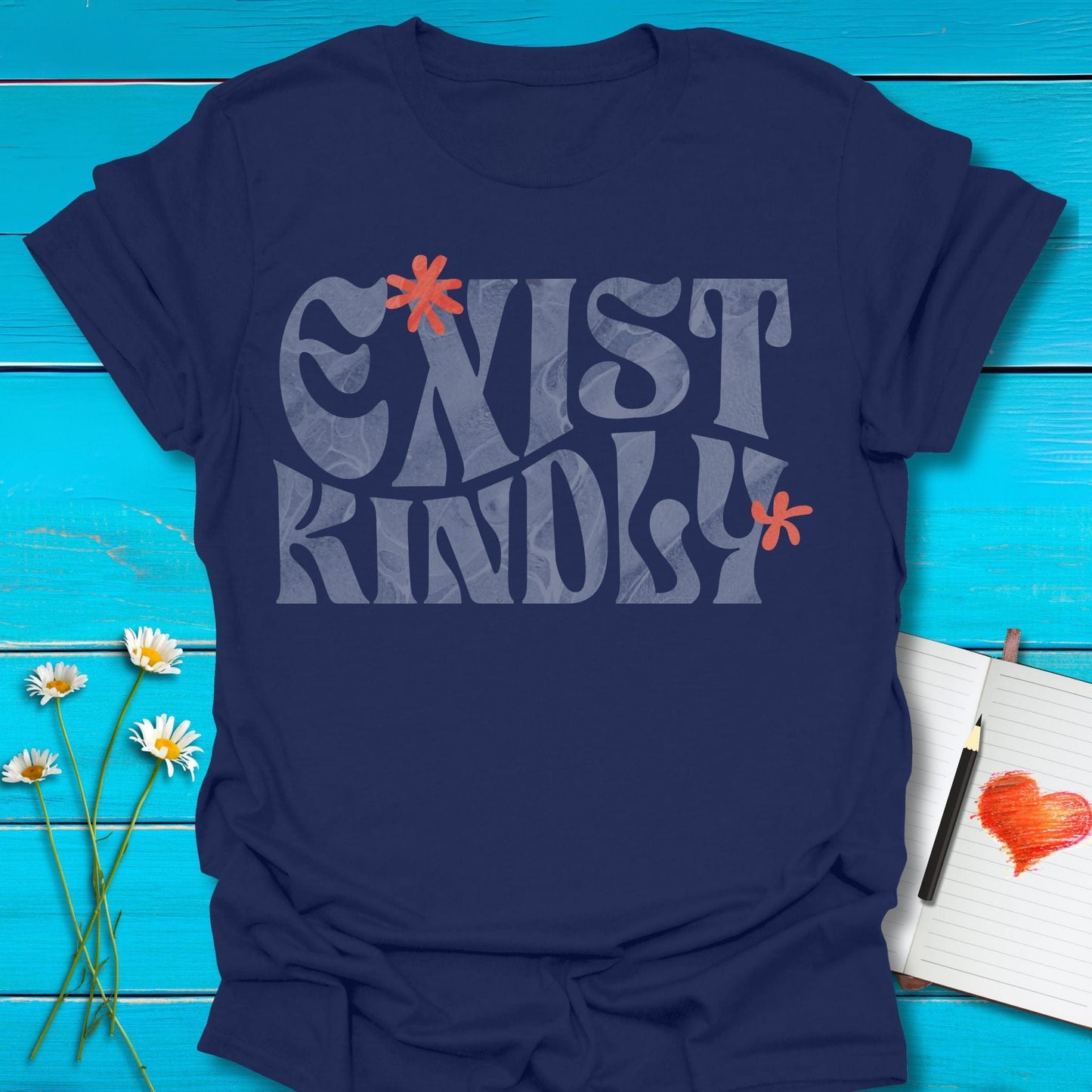 T-Shirt Navy / S Exist Kindly T-Shirt Echo Kindness Printify