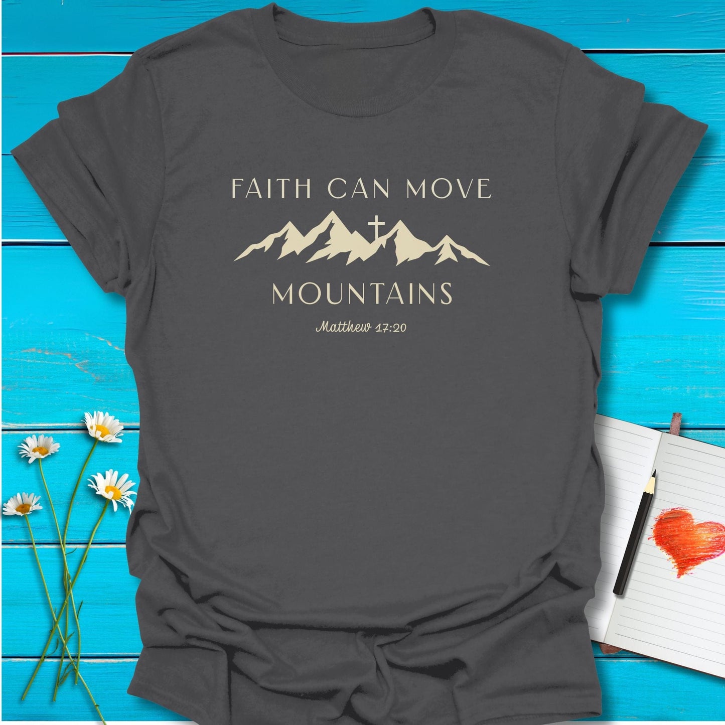 T-Shirt Charcoal / S Faith Can Move T-Shirt Echo Kindness Printify