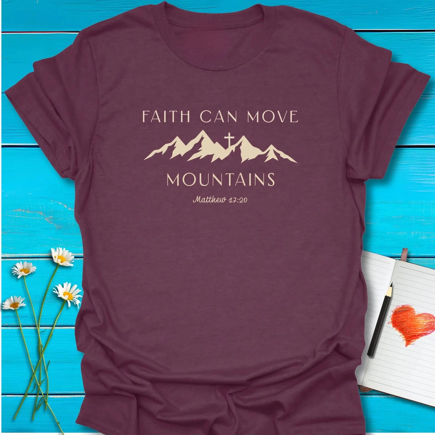 T-Shirt Heather Maroon / S Faith Can Move T-Shirt Echo Kindness