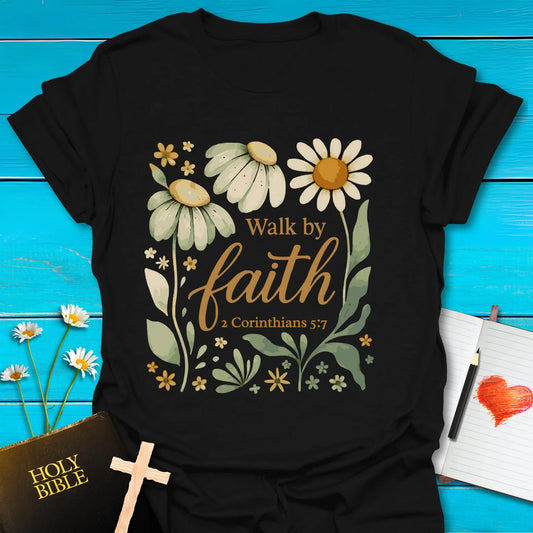 T-Shirt Black / S Faith Flowers T-Shirt Echo Kindness Printify