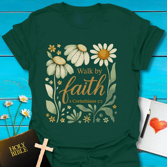 T-Shirt Forest Green / S Faith Flowers T-Shirt Echo Kindness Printify