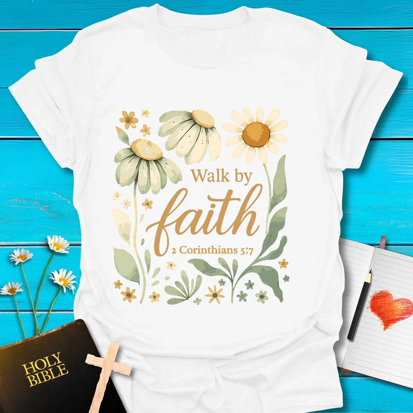 T-Shirt White / S Faith Flowers T-Shirt Echo Kindness Printify