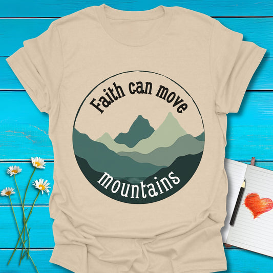 T-Shirt Sand / S Faith Mountain T-Shirt Echo Kindness Printify