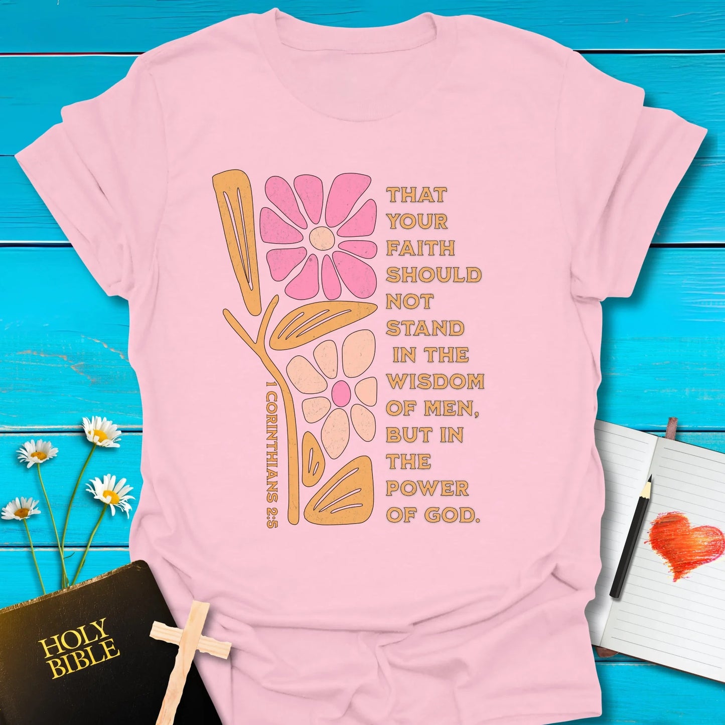 T-Shirt Light Pink / S Faith Power T-Shirt Echo Kindness Printify