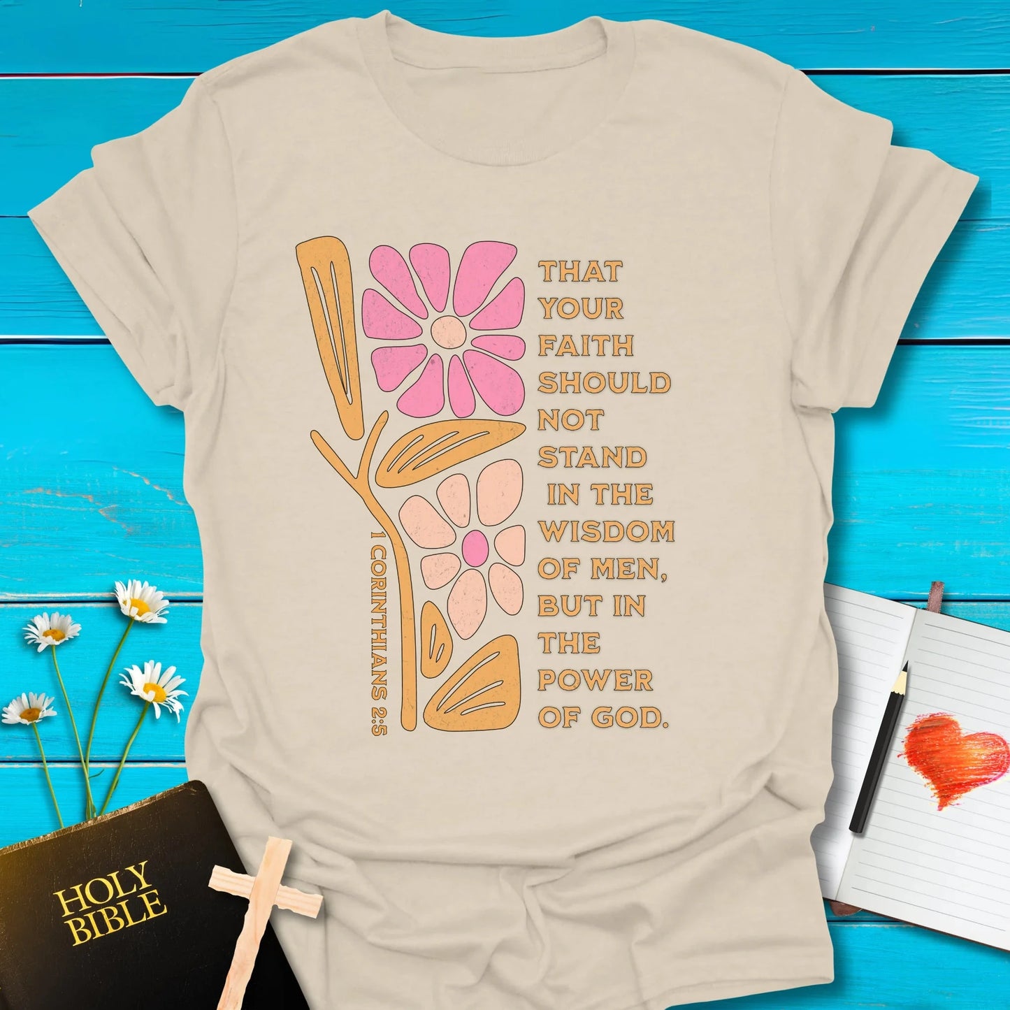 T-Shirt Natural / S Faith Power T-Shirt Echo Kindness Printify