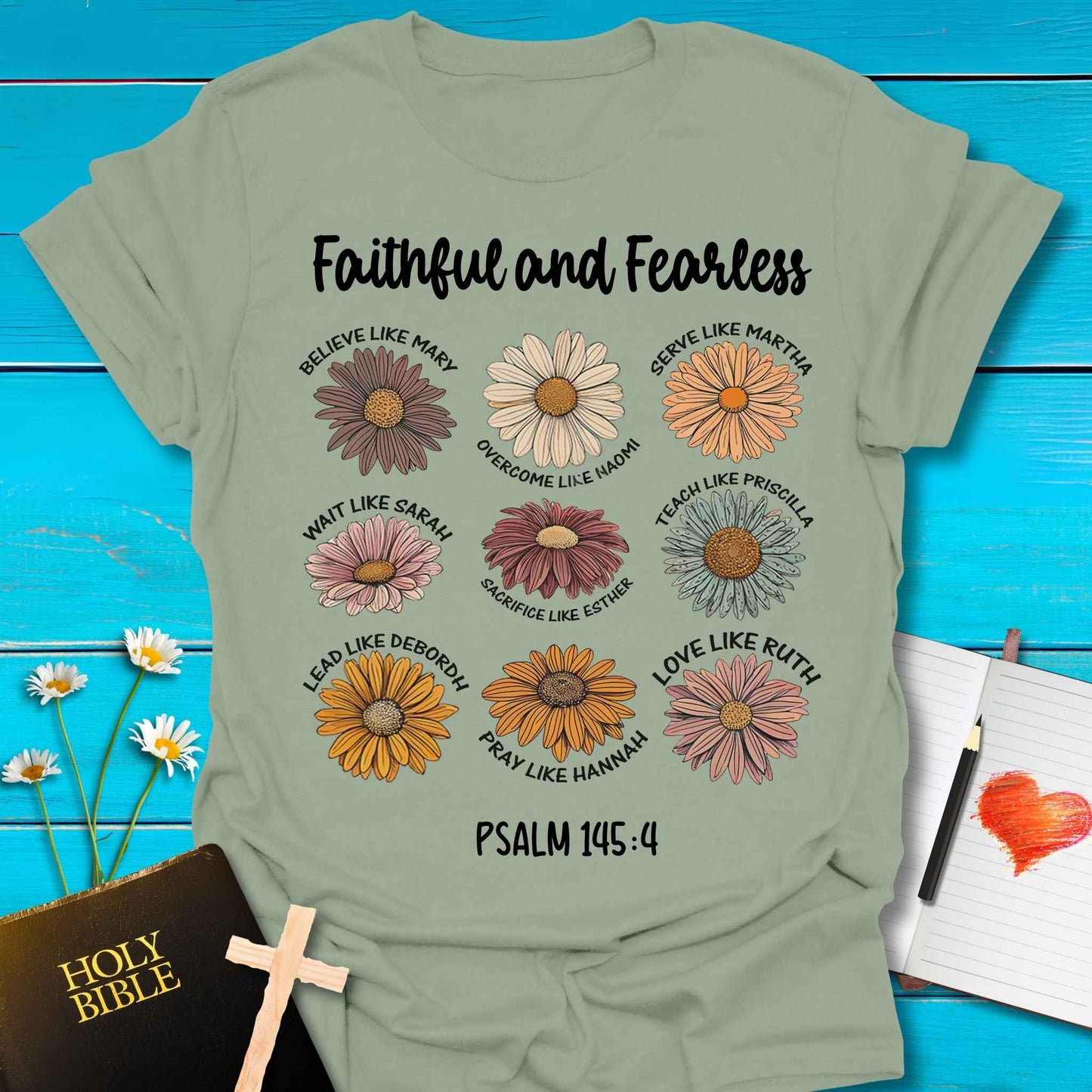 T-Shirt Sage / S Faithful and Fearless T-Shirt Echo Kindness Printify