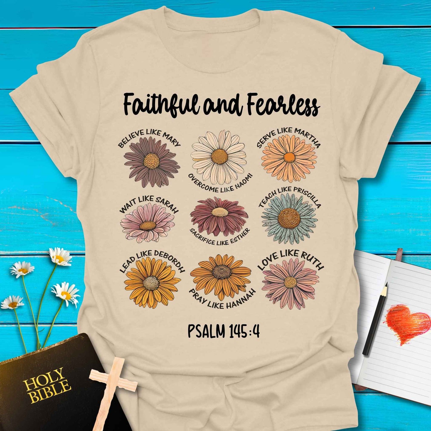 T-Shirt Sand / S Faithful and Fearless T-Shirt Echo Kindness Printify