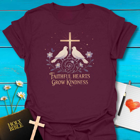 T-Shirt Maroon / S Faithful Hearts T-Shirt Echo Kindness Printify
