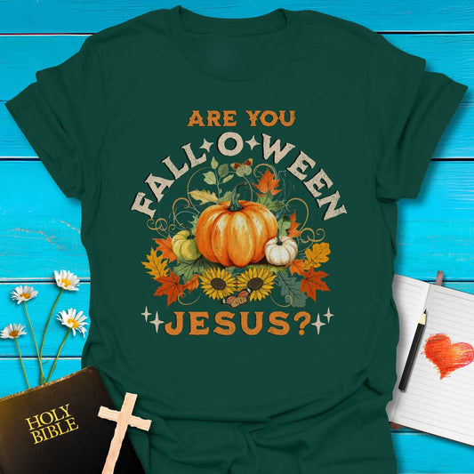 T-Shirt Forest Green / S Falloween Jesus T-Shirt Echo Kindness Printify