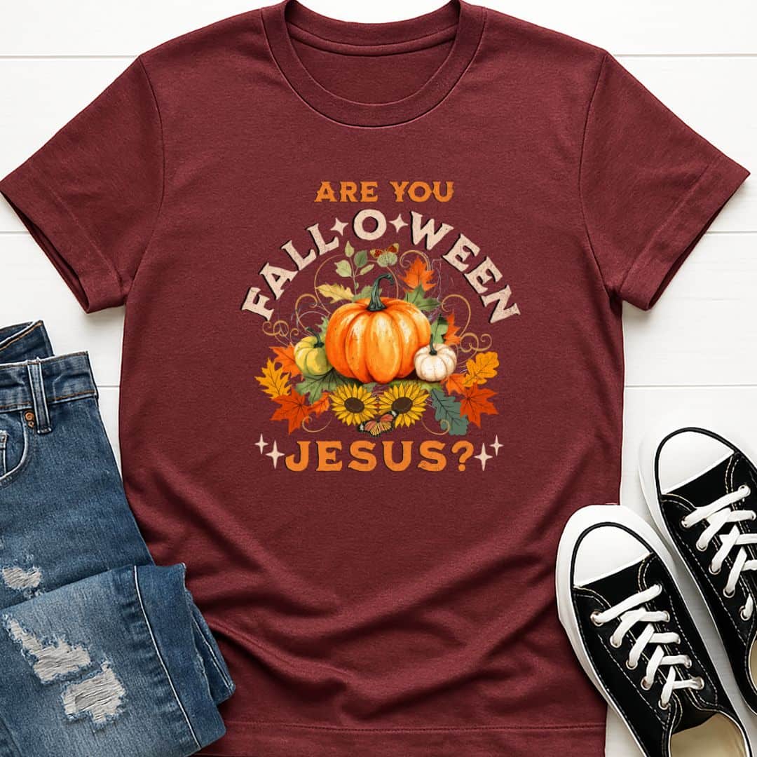 T-Shirt Heather Maroon / S Falloween Jesus T-Shirt Echo Kindness