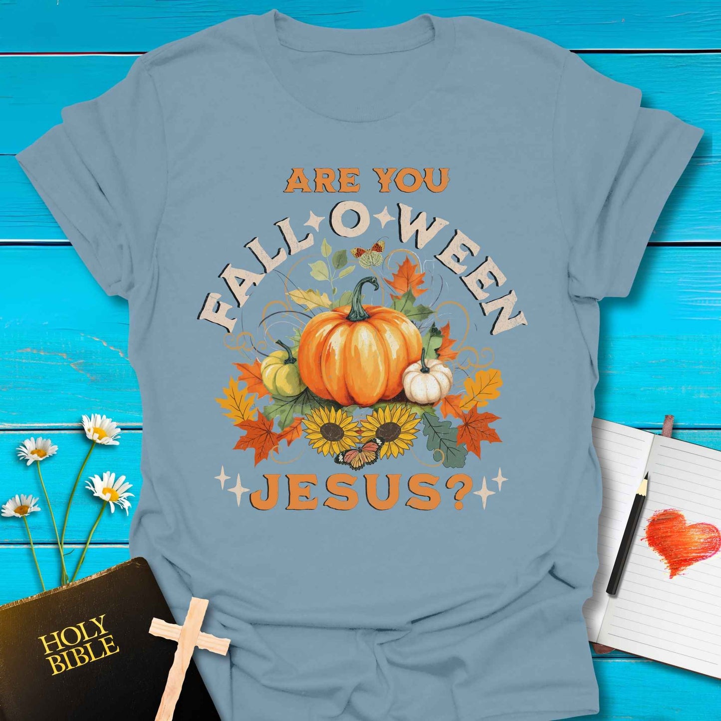 T-Shirt Stone Blue / S Falloween Jesus T-Shirt Echo Kindness Printify