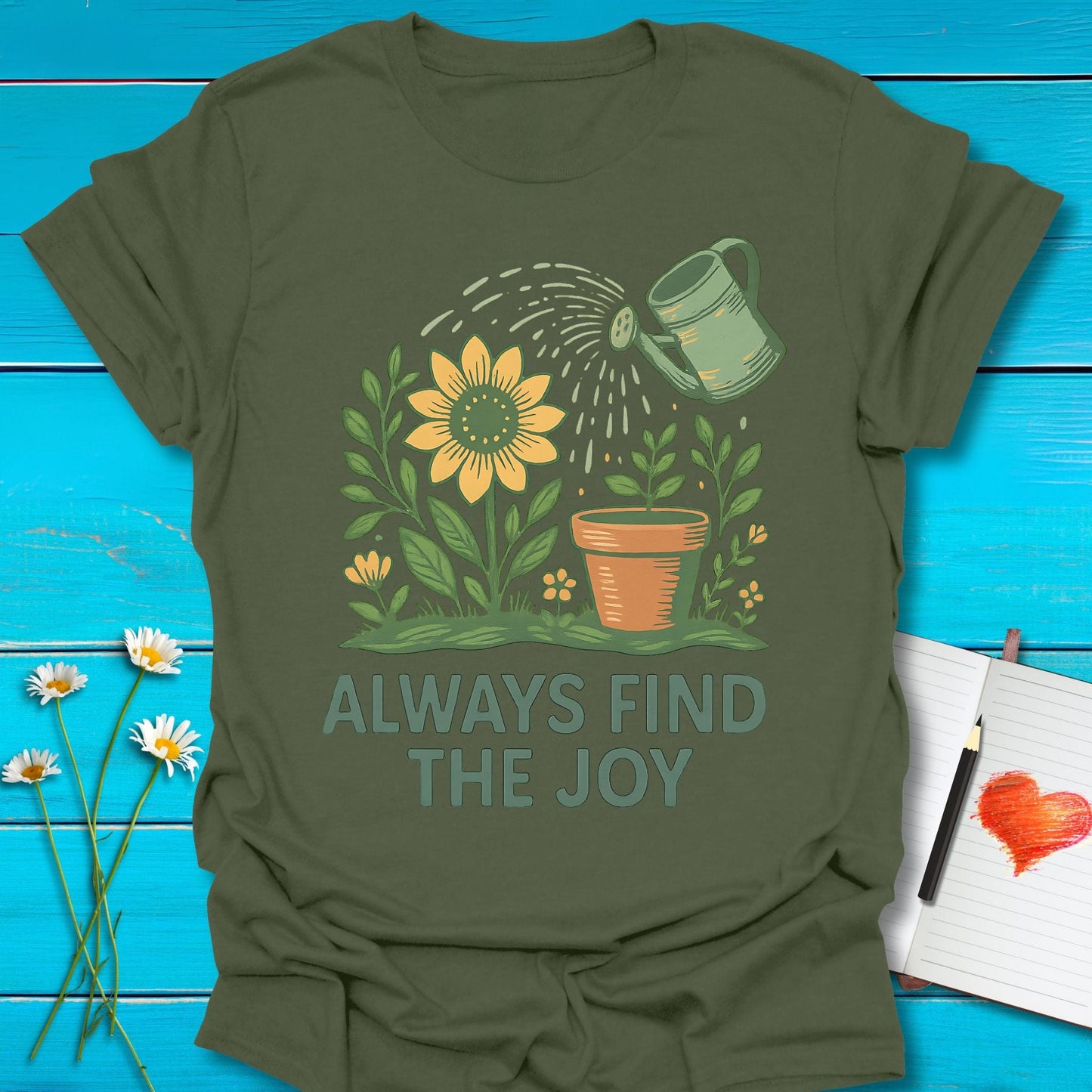 T-Shirt Military Green / S Find the Joy T-Shirt Echo Kindness Printify