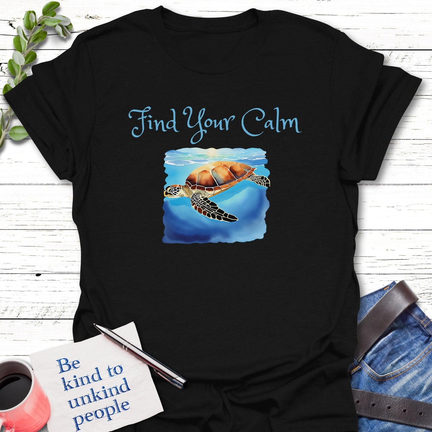 T-Shirt Black / S Find Your Calm T-Shirt Echo Kindness Printify
