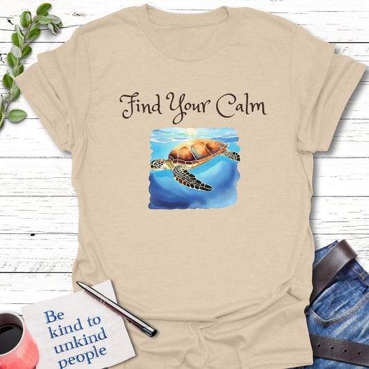 T-Shirt Sand / S Find Your Calm T-Shirt Echo Kindness Printify