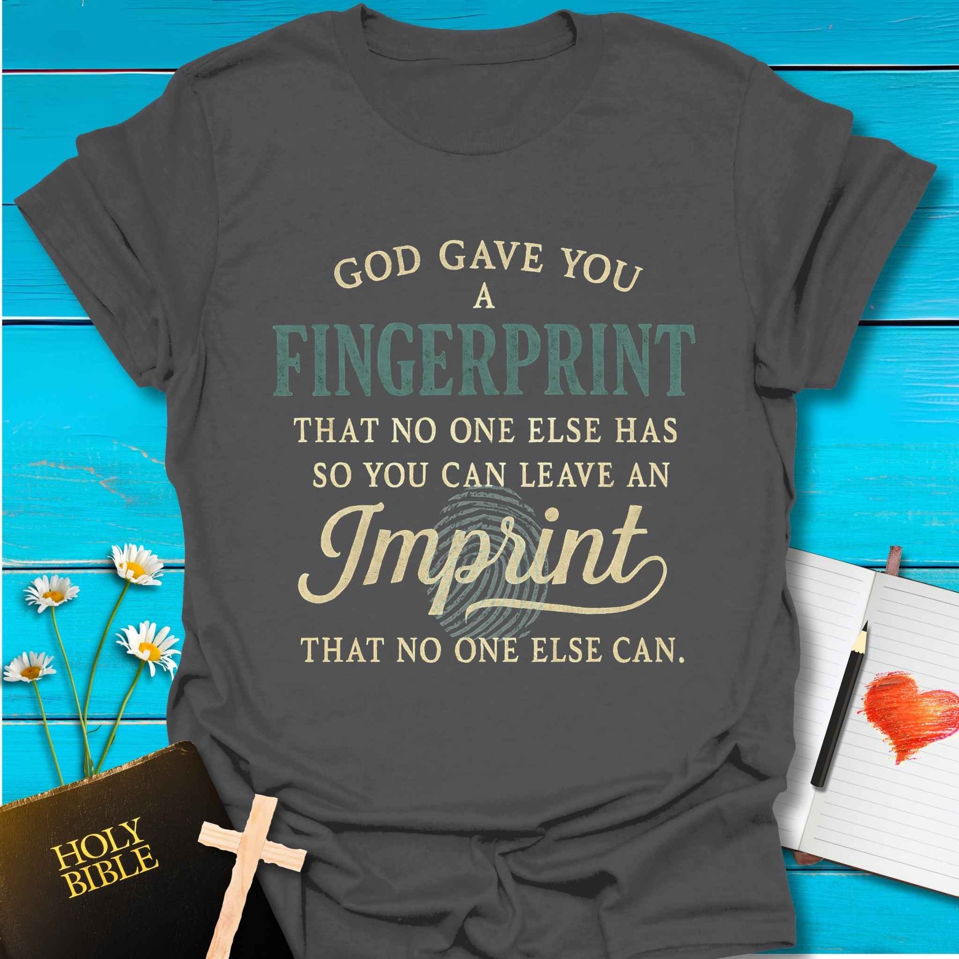 T-Shirt Charcoal / S Fingerprint Imprint T-Shirt Echo Kindness Printify
