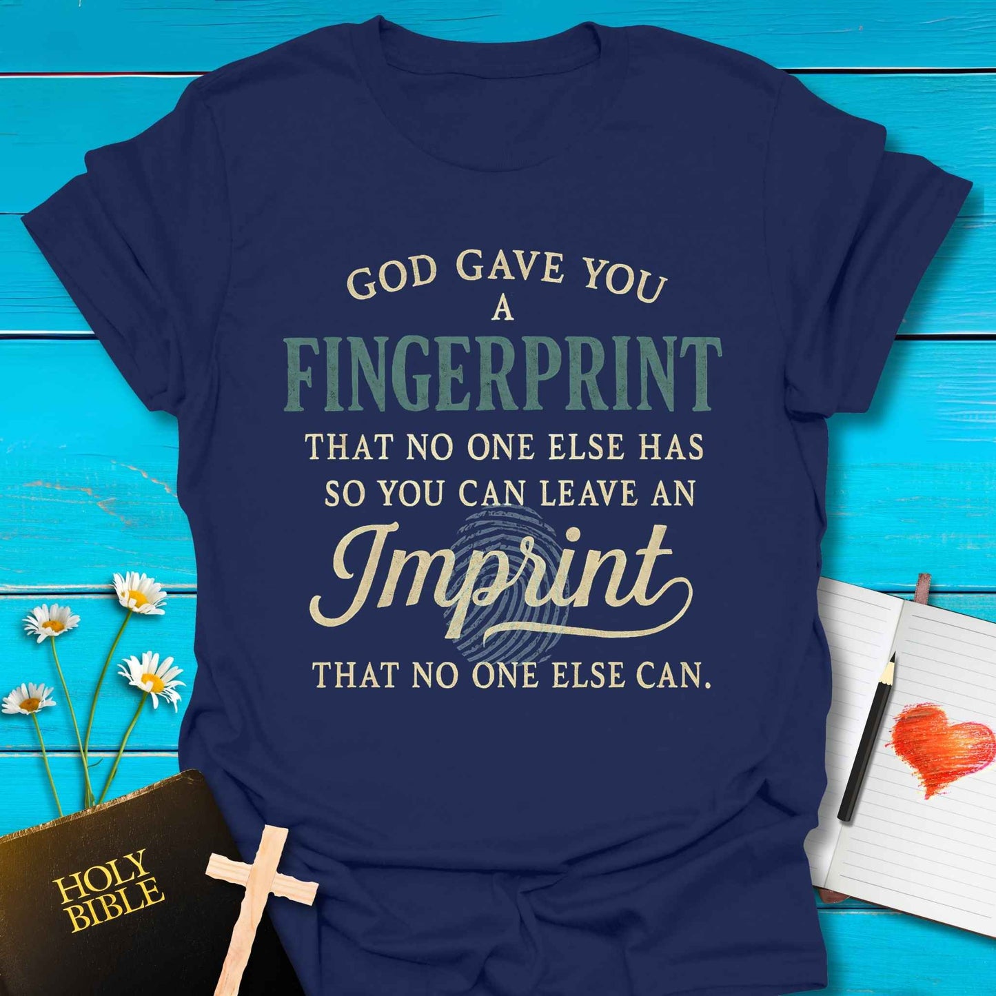 T-Shirt Navy / S Fingerprint Imprint T-Shirt Echo Kindness Printify