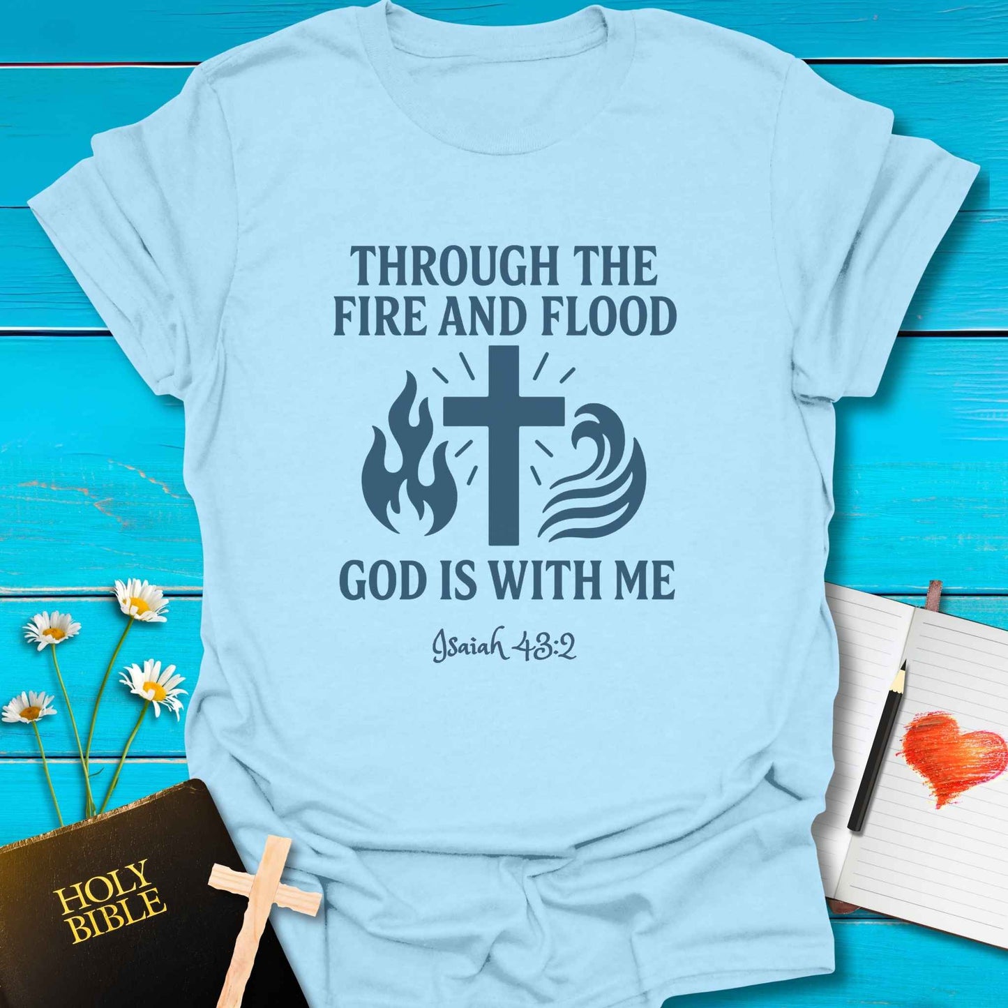 T-Shirt Light Blue / S Fire and Flood T-Shirt Echo Kindness Printify