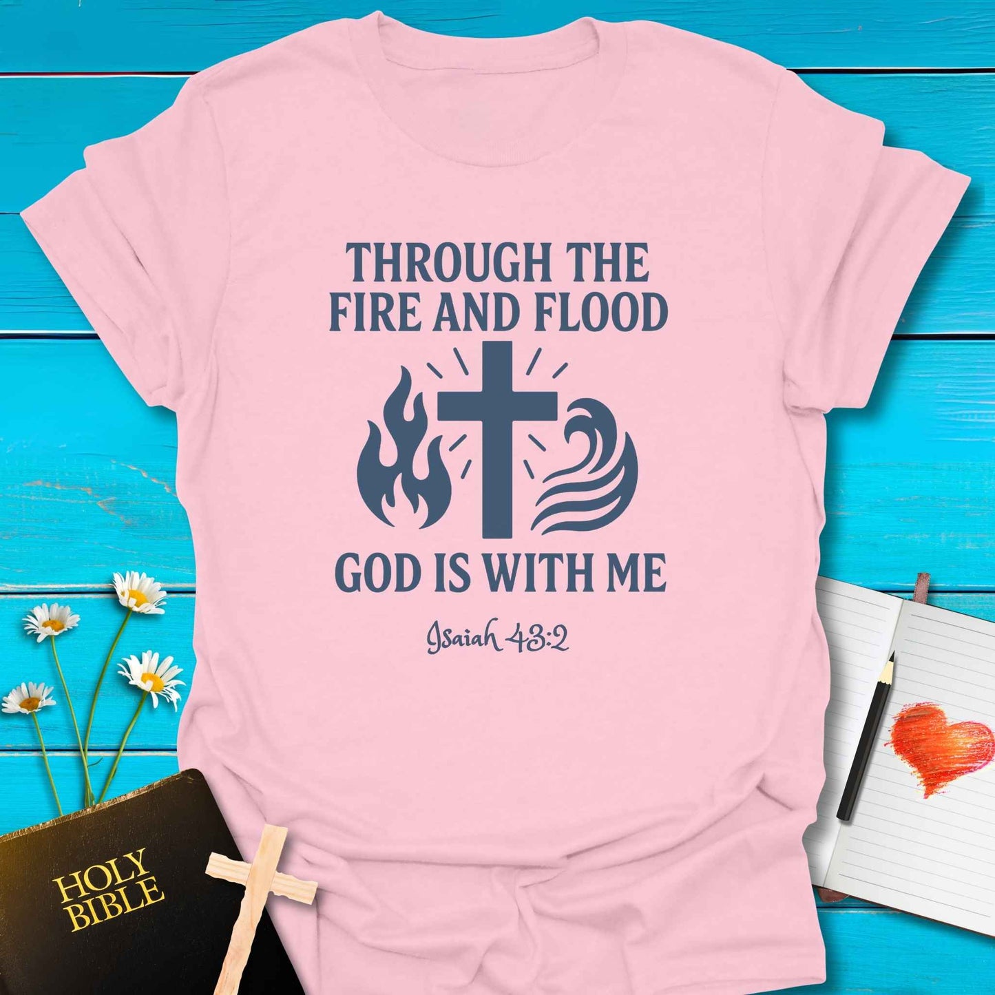 T-Shirt Light Pink / S Fire and Flood T-Shirt Echo Kindness Printify