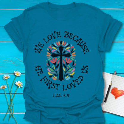 T-Shirt Antique Sapphire / S First Loved T-Shirt Echo Kindness Printify