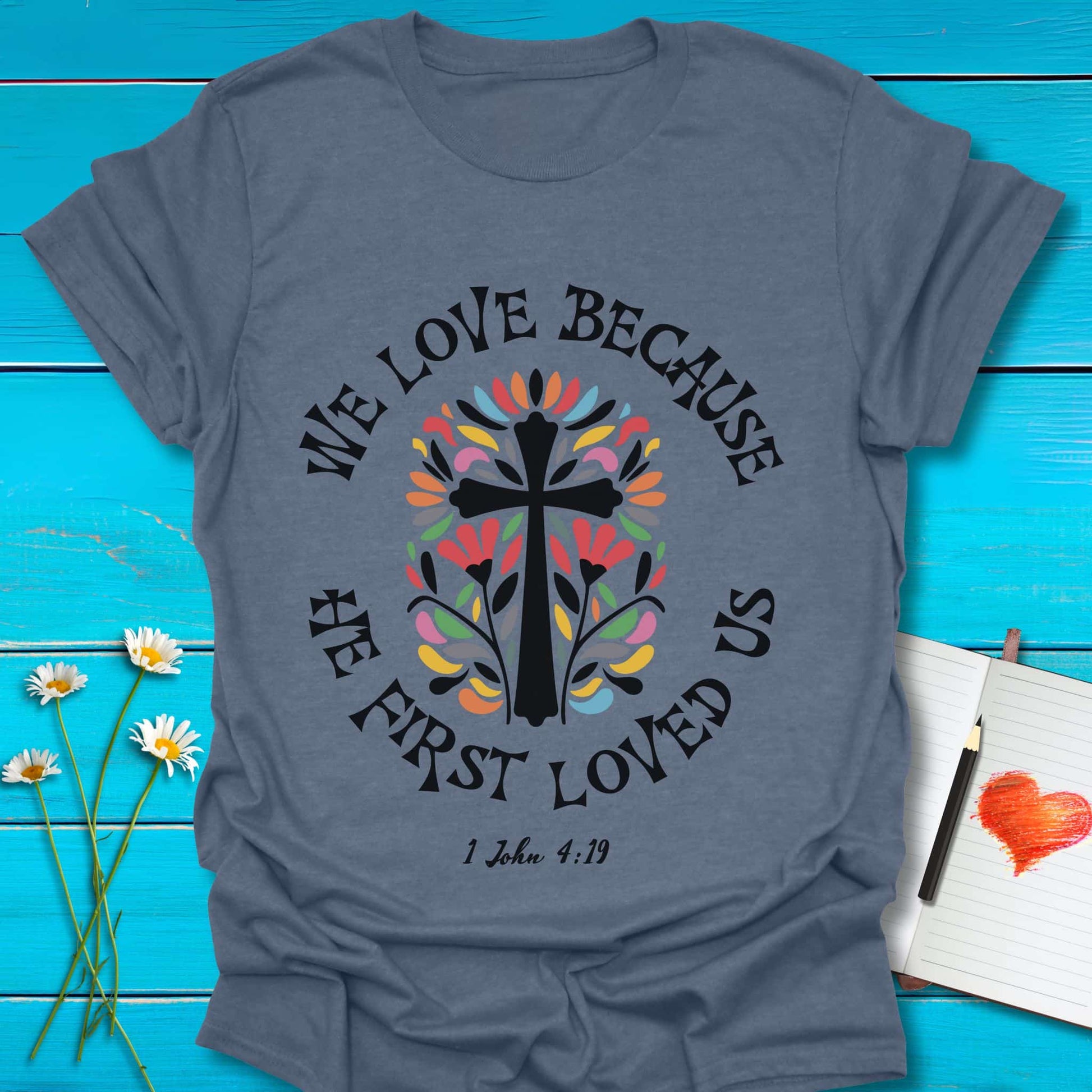 T-Shirt Heather Indigo / S First Loved T-Shirt Echo Kindness Printify